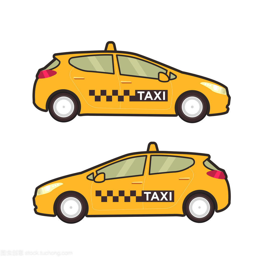 波普藝術風格與出租車圖標 扁平矢量圖中的視覺革新